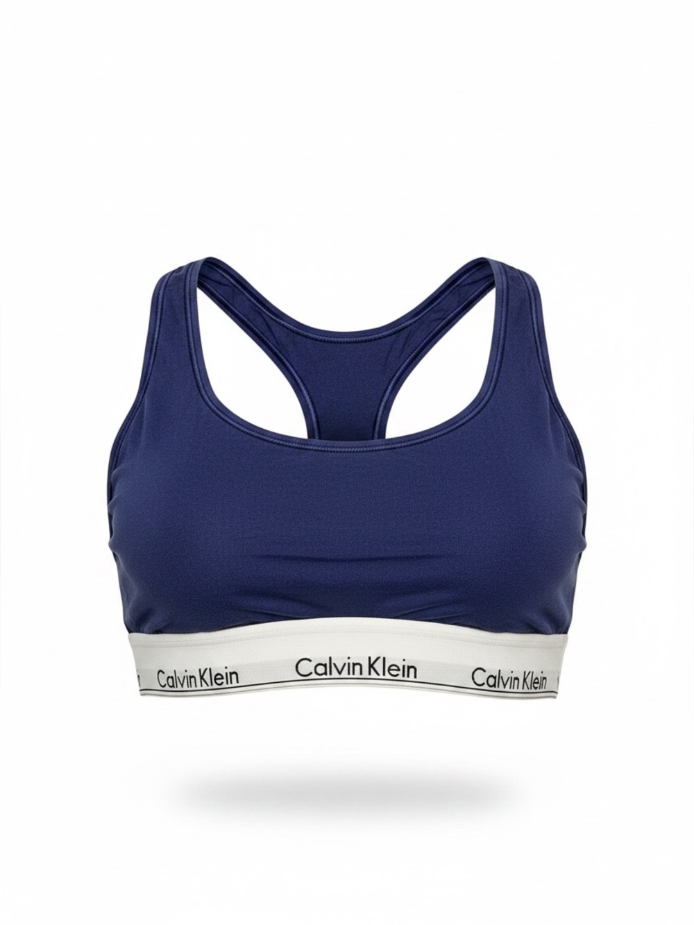 Calvin Klein Navy Racerback Sports Bra with White Logo Band